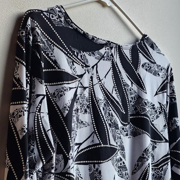 Allison Daly Black /White Tunic Boho Blouse Size Petite Large - Picture 7 of 12